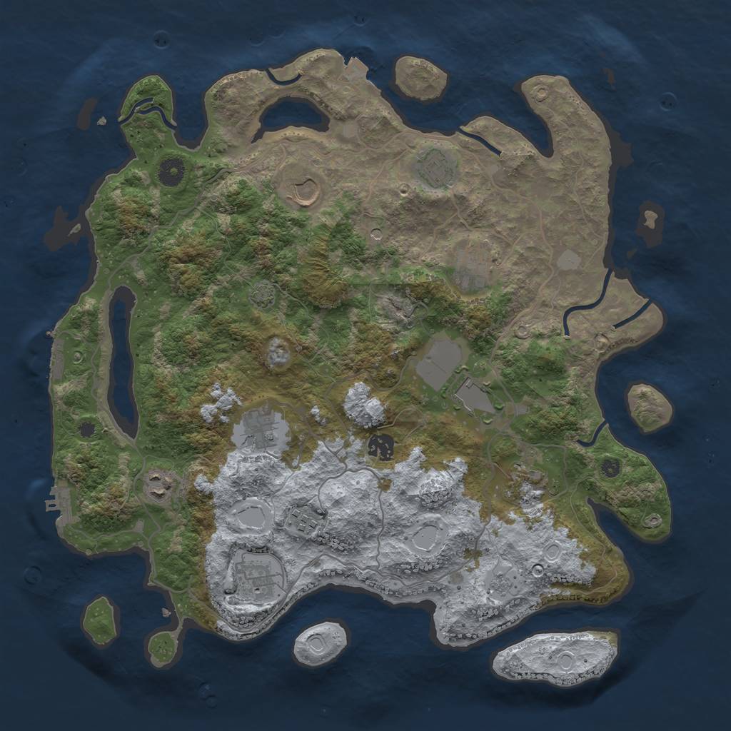 Rust Map: Procedural Map, Size: 4000, Seed: 1100730961, 18 Monuments