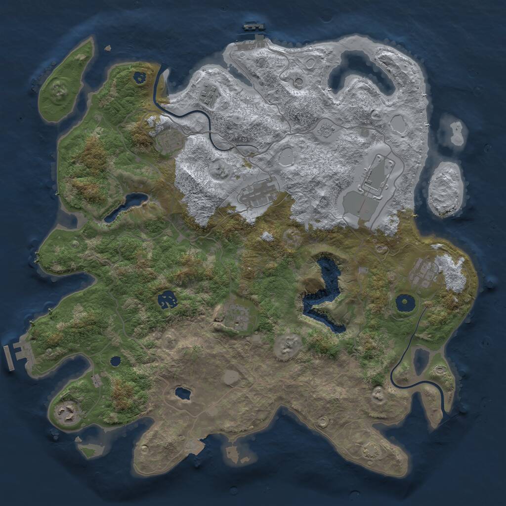 Rust Map: Procedural Map, Size: 4000, Seed: 1452072188, 14 Monuments