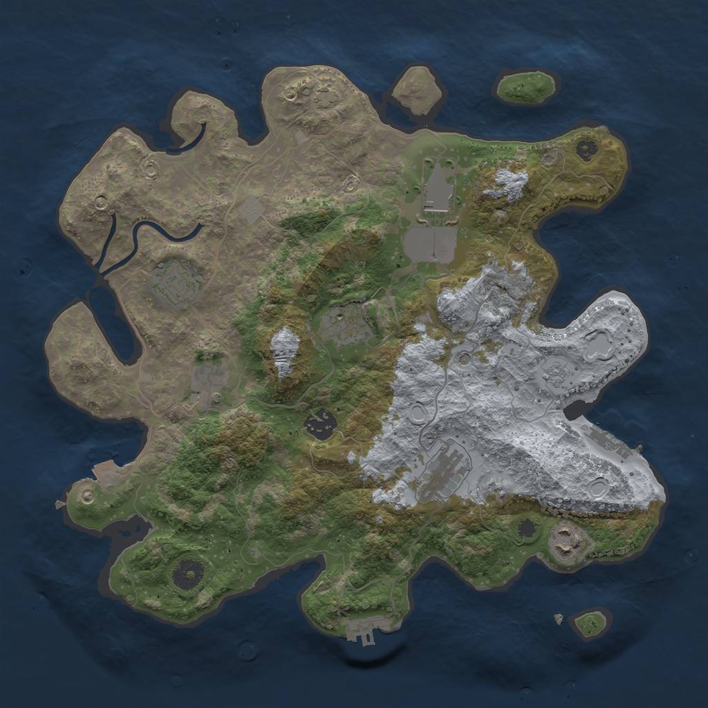 Rust Map: Procedural Map, Size: 3500, Seed: 290333093, 15 Monuments