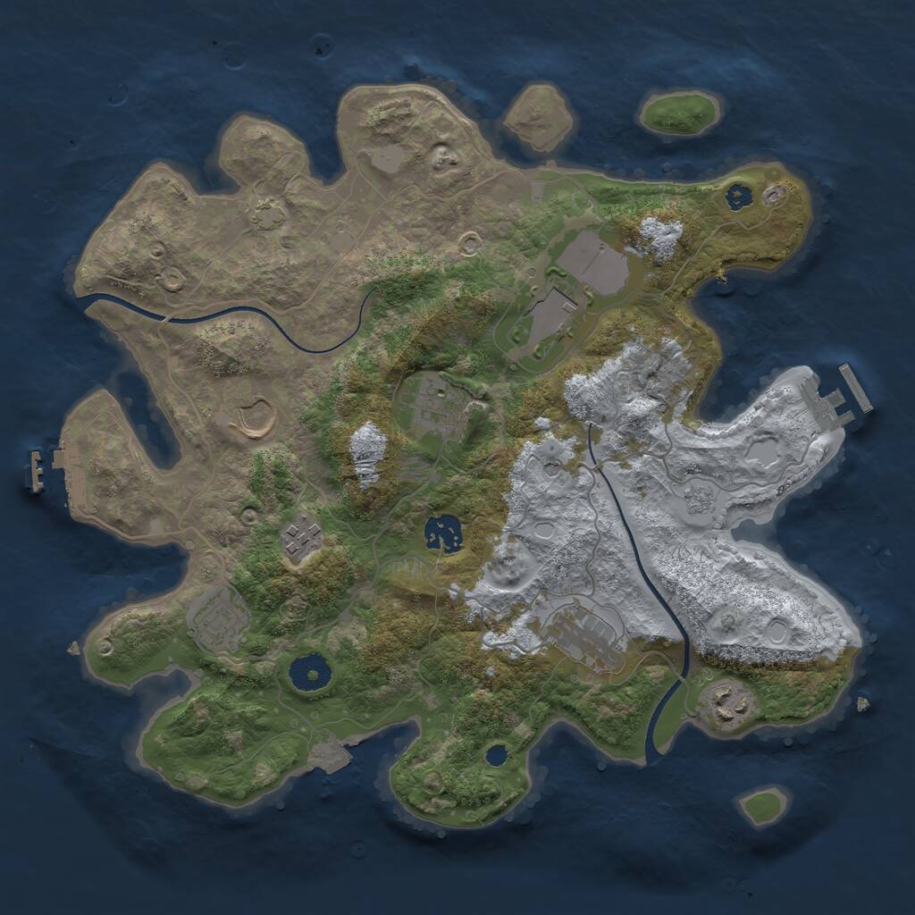 Rust Map: Procedural Map, Size: 3500, Seed: 290333093, 14 Monuments