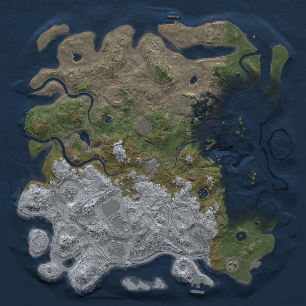 Rust Map: Procedural Map, Size: 4500, Seed: 363550082, 17 Monuments