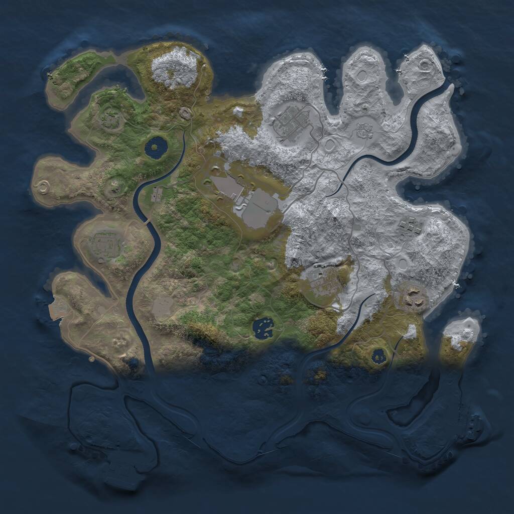 Rust Map: Procedural Map, Size: 3500, Seed: 1484290880, 12 Monuments