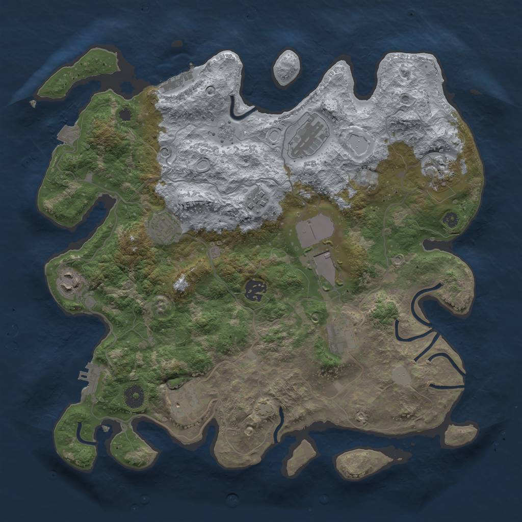 Rust Map: Procedural Map, Size: 3600, Seed: 374, 17 Monuments