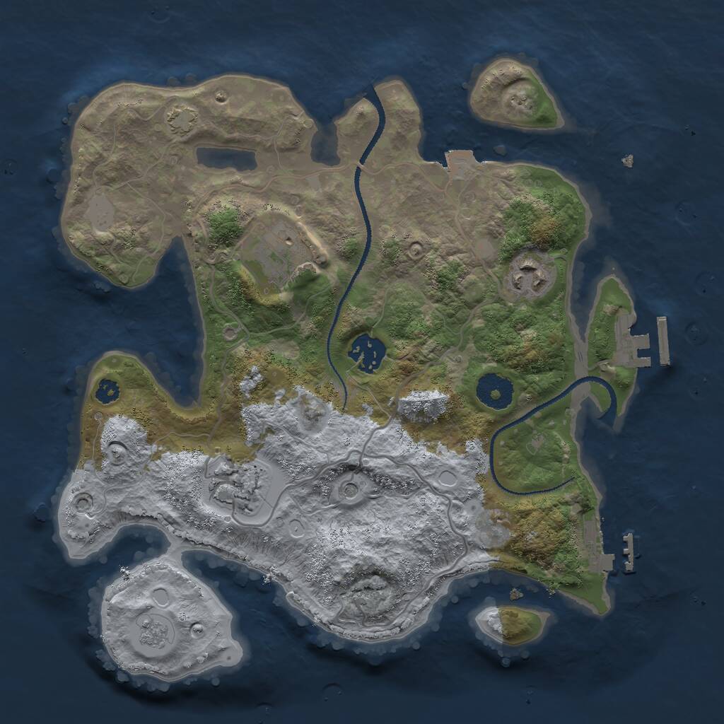 Rust Map: Procedural Map, Size: 3000, Seed: 20344, 10 Monuments
