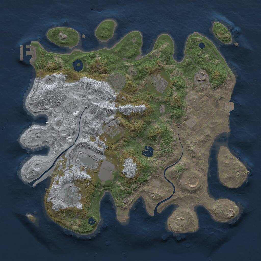 Rust Map: Procedural Map, Size: 3500, Seed: 618855183, 13 Monuments