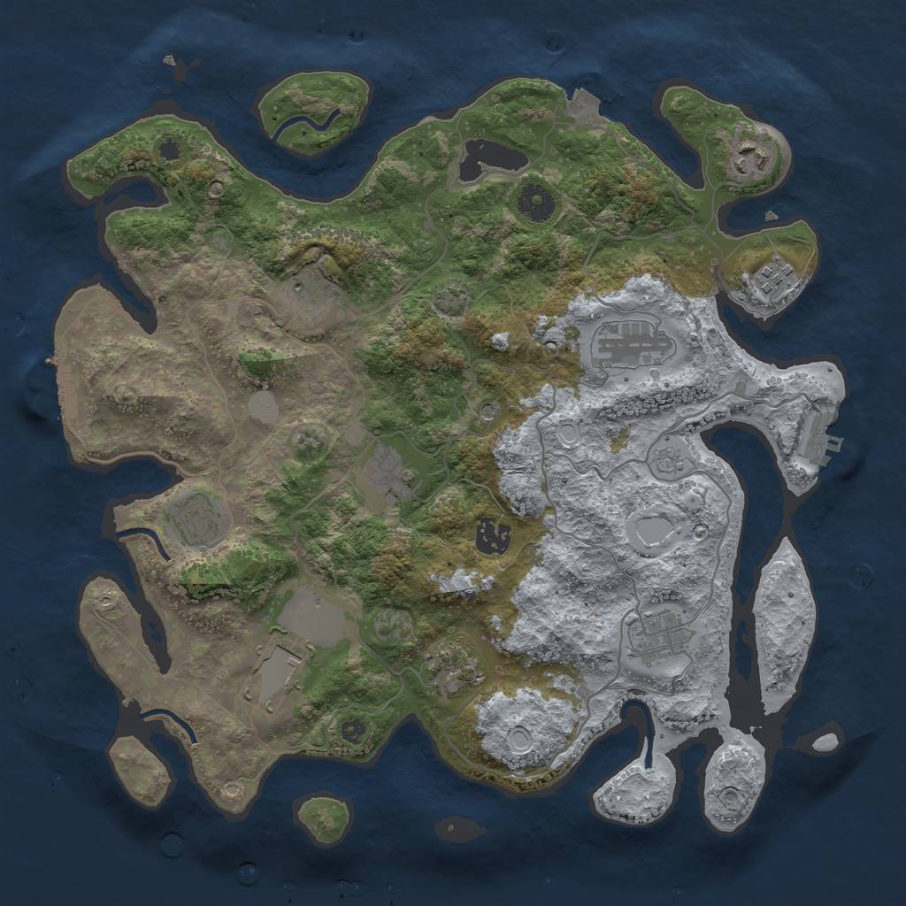 Rust Map: Procedural Map, Size: 3700, Seed: 55345, 18 Monuments