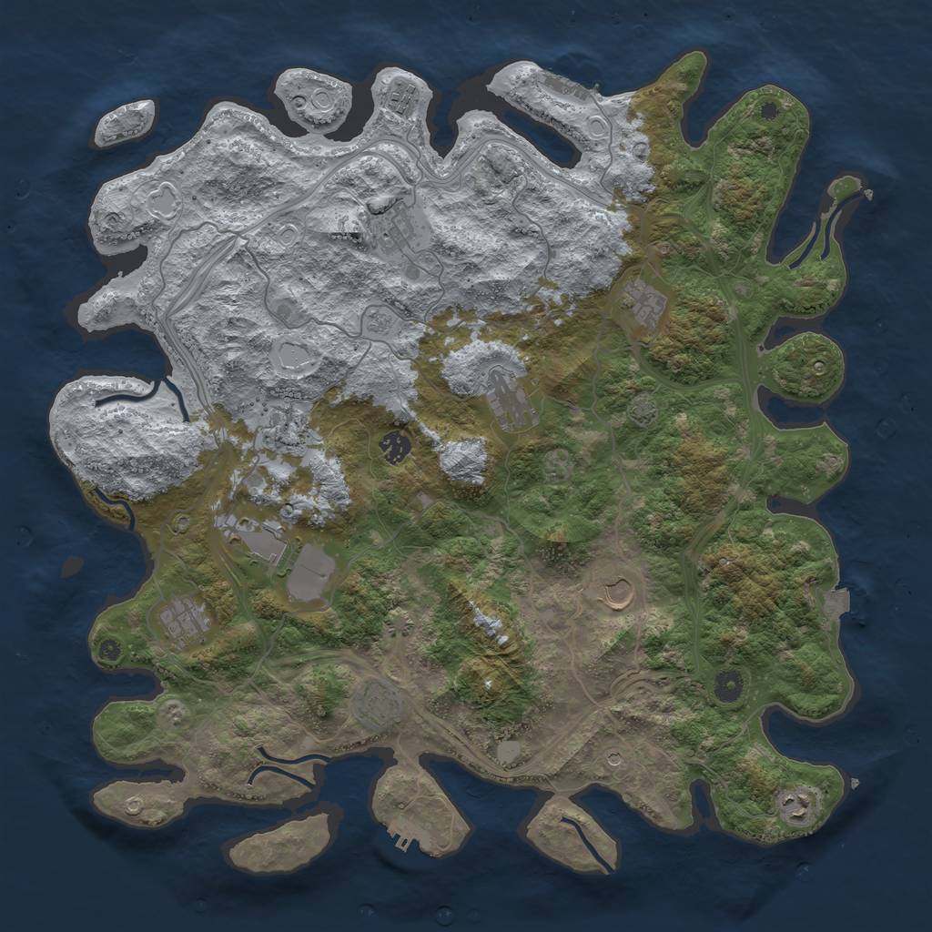 Rust Map: Procedural Map, Size: 4500, Seed: 820227880, 19 Monuments