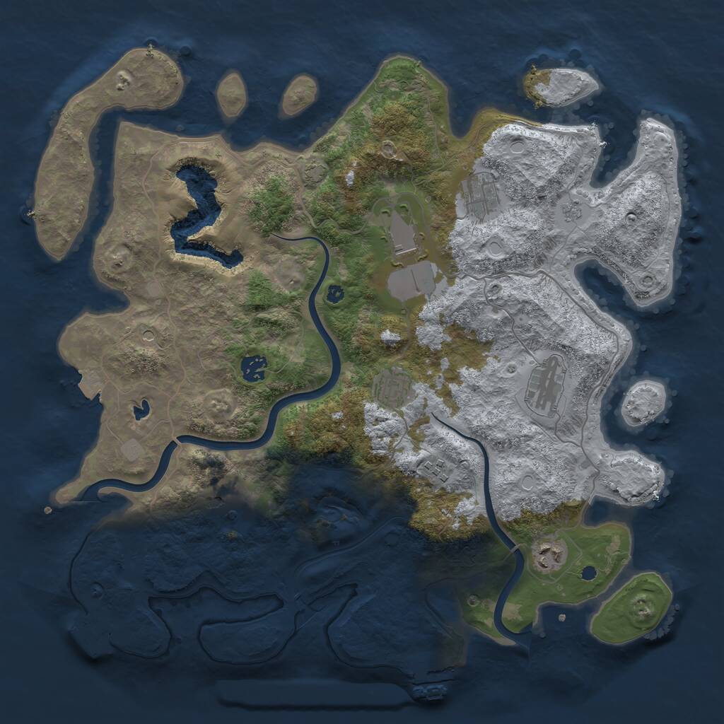 Rust Map: Procedural Map, Size: 4000, Seed: 3513585, 14 Monuments