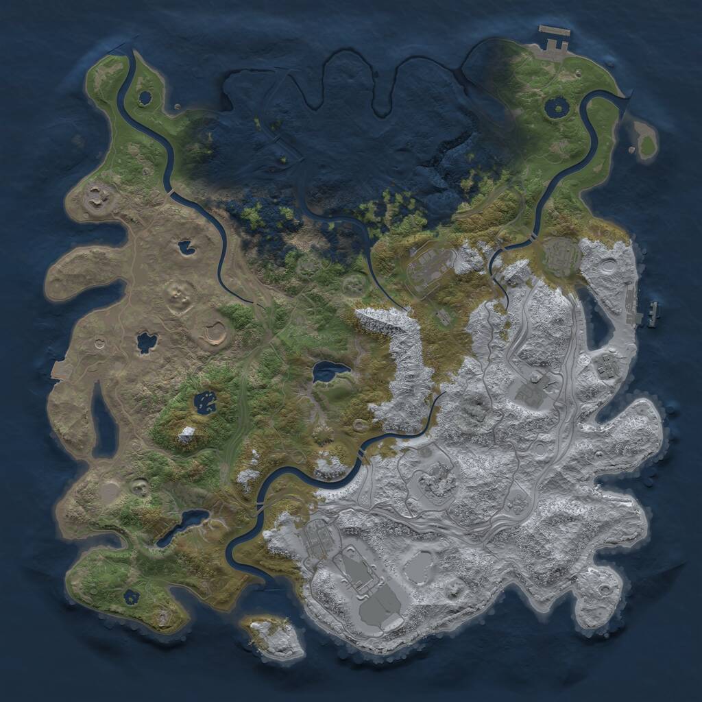 Rust Map: Procedural Map, Size: 4500, Seed: 501473573, 16 Monuments