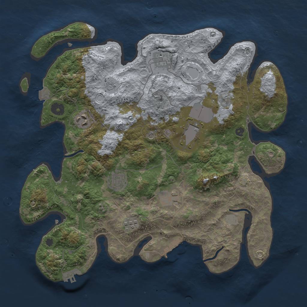 Rust Map: Procedural Map, Size: 3500, Seed: 360336426, 14 Monuments