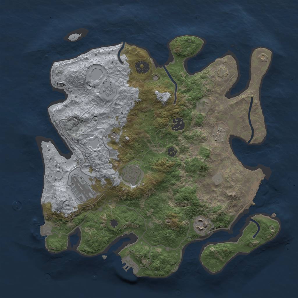 Rust Map: Procedural Map, Size: 3250, Seed: 33843517, 13 Monuments