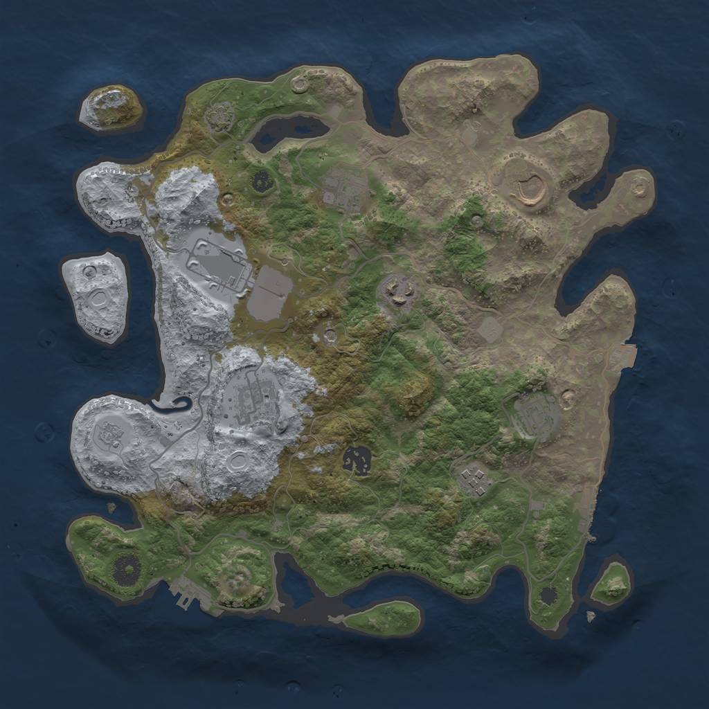 Rust Map: Procedural Map, Size: 3500, Seed: 1828854488, 16 Monuments