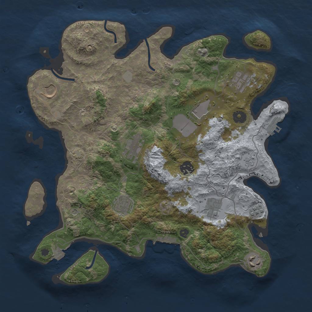 Rust Map: Procedural Map, Size: 3500, Seed: 14387, 17 Monuments