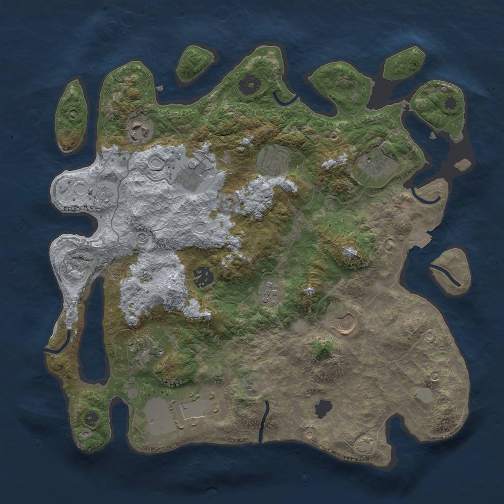 Rust Map: Procedural Map, Size: 3600, Seed: 21506, 15 Monuments