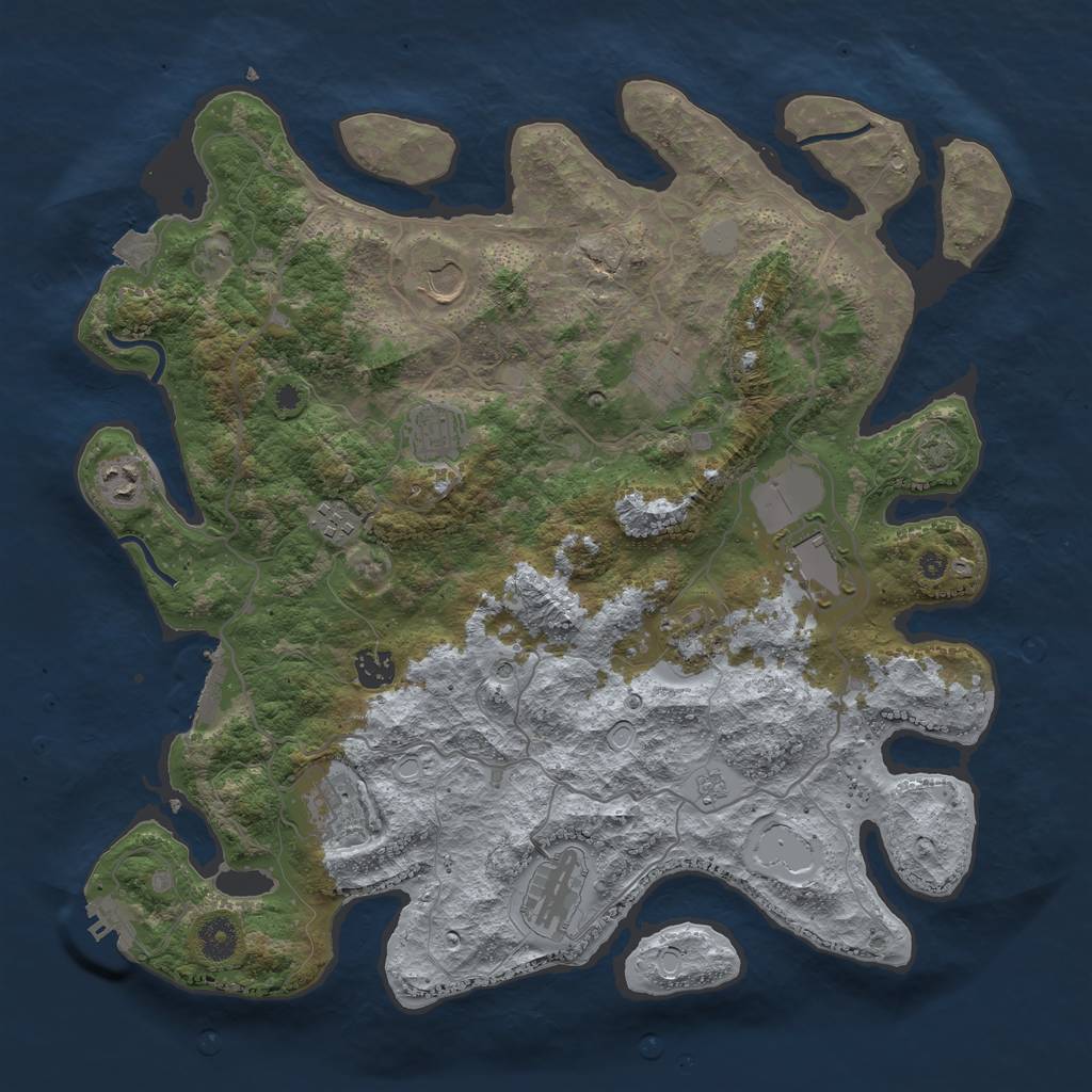 Rust Map: Procedural Map, Size: 4000, Seed: 1833292314, 18 Monuments