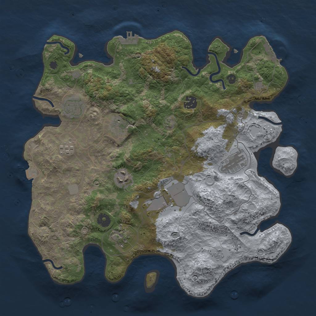 Rust Map: Procedural Map, Size: 3500, Seed: 1113712373, 16 Monuments