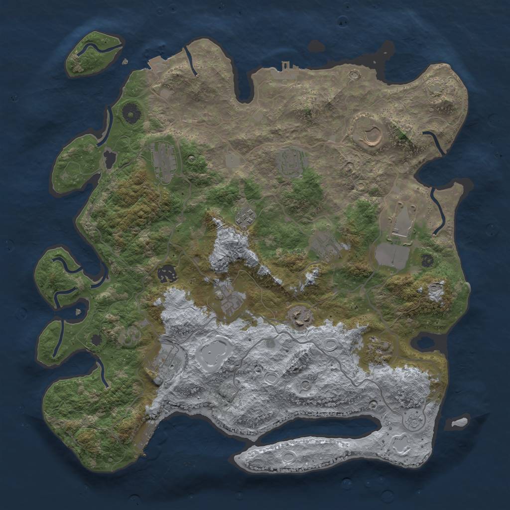Rust Map: Procedural Map, Size: 4000, Seed: 2088018465, 19 Monuments