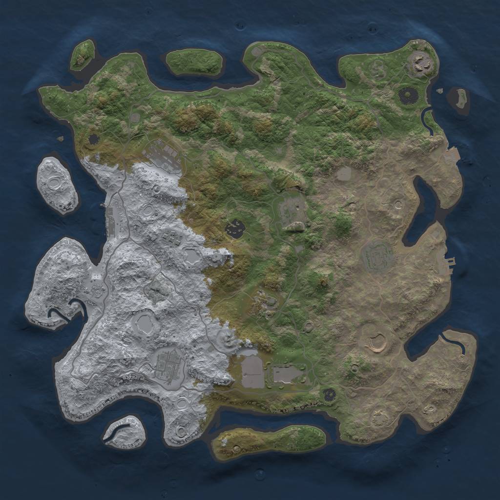 Rust Map: Procedural Map, Size: 4000, Seed: 1980533640, 18 Monuments