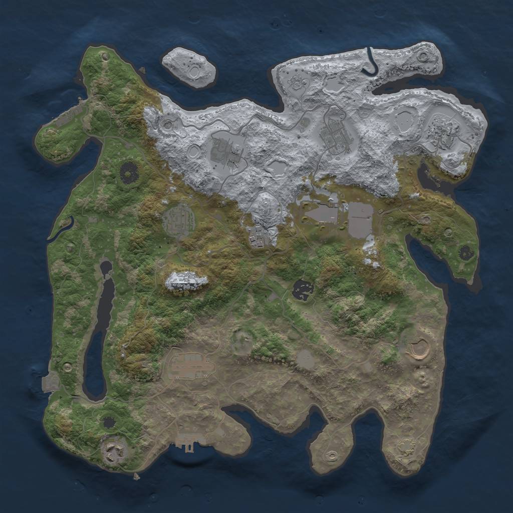 Rust Map: Procedural Map, Size: 3700, Seed: 573287671, 18 Monuments