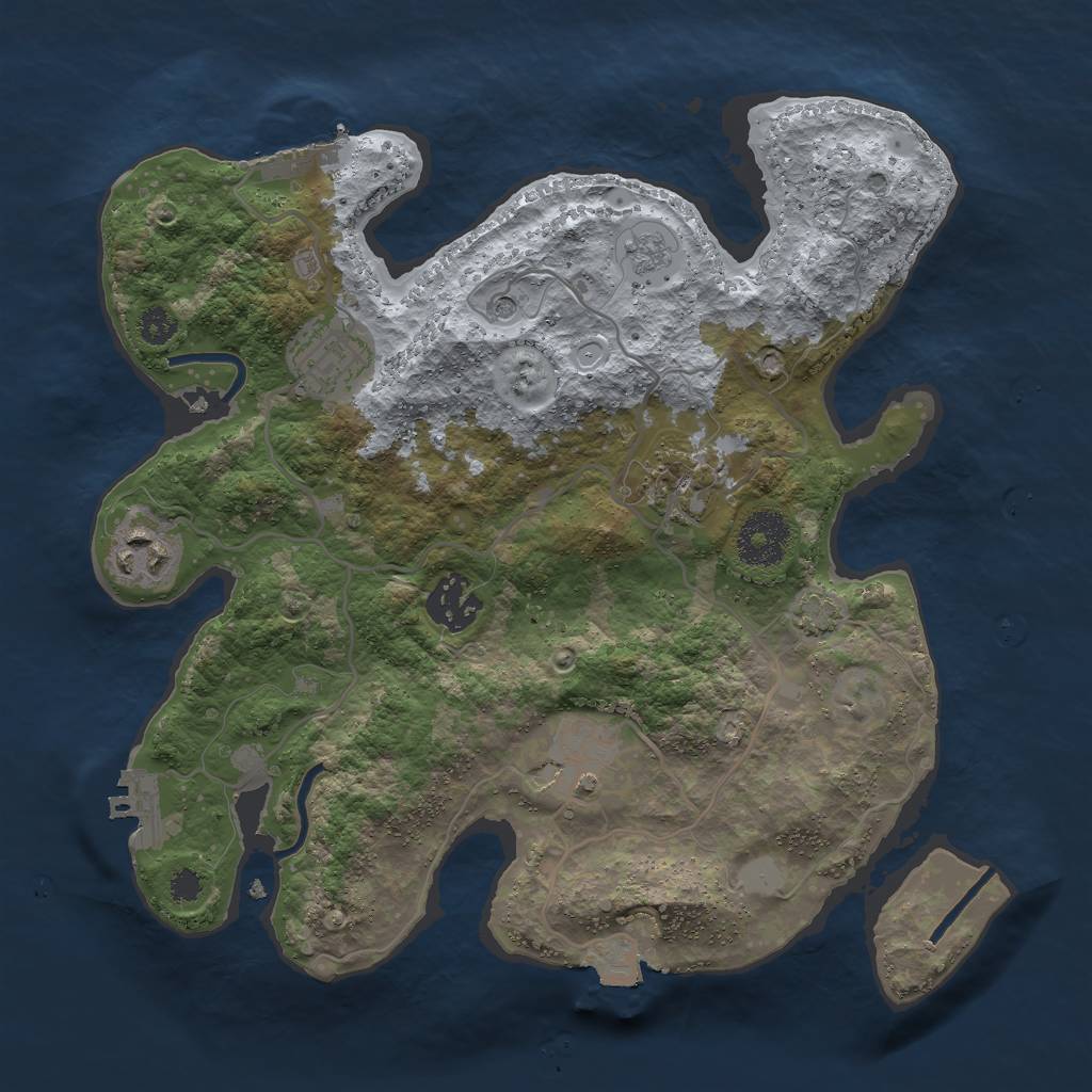 Rust Map: Procedural Map, Size: 3000, Seed: 2125924785, 13 Monuments