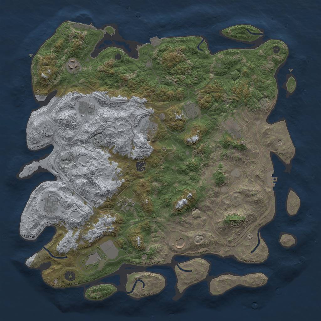 Rust Map: Procedural Map, Size: 4500, Seed: 1102221308, 19 Monuments