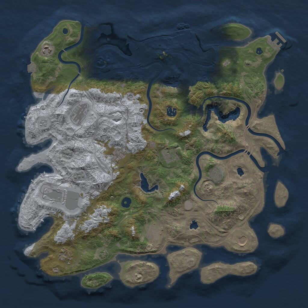Rust Map: Procedural Map, Size: 4500, Seed: 1102221308, 17 Monuments