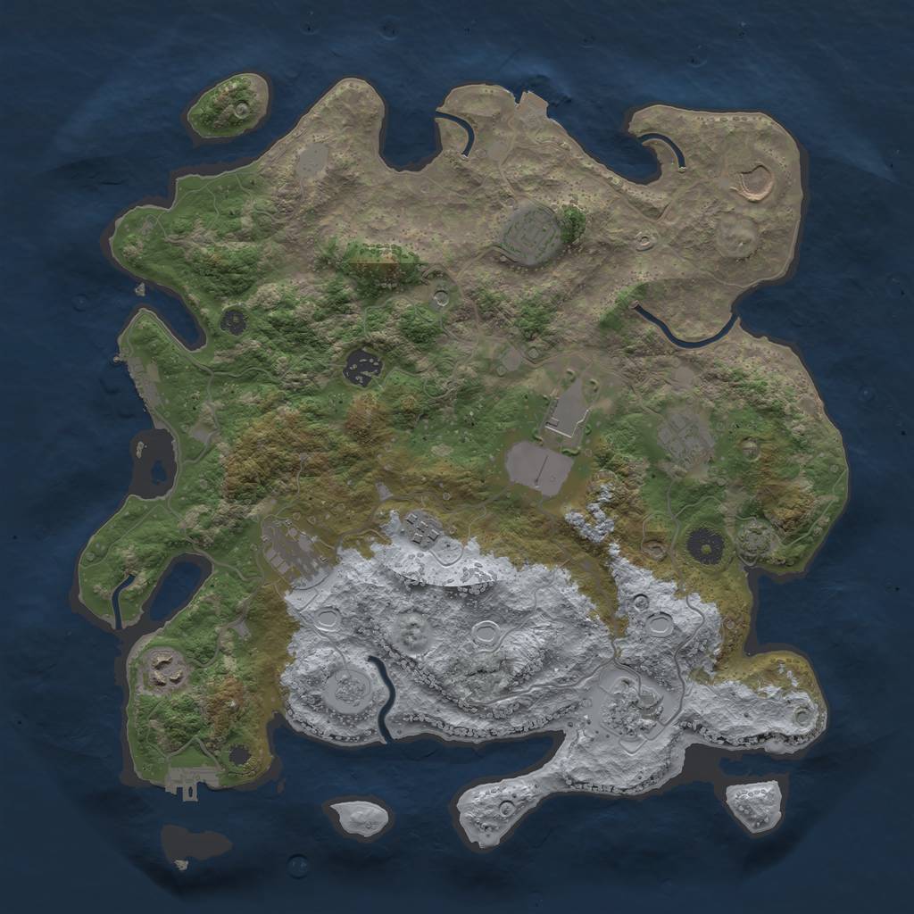 Rust Map: Procedural Map, Size: 3750, Seed: 141094, 17 Monuments