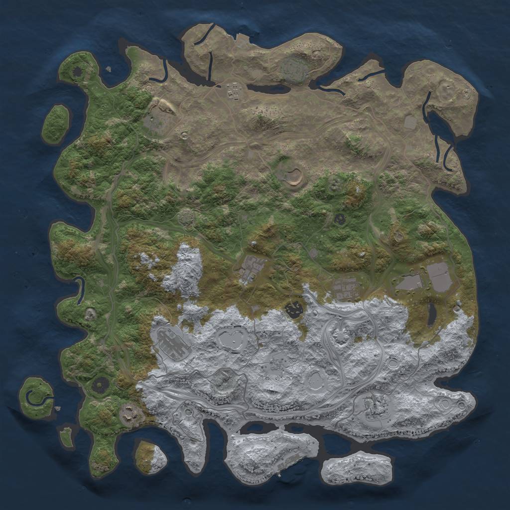 Rust Map: Procedural Map, Size: 4500, Seed: 1758477818, 18 Monuments