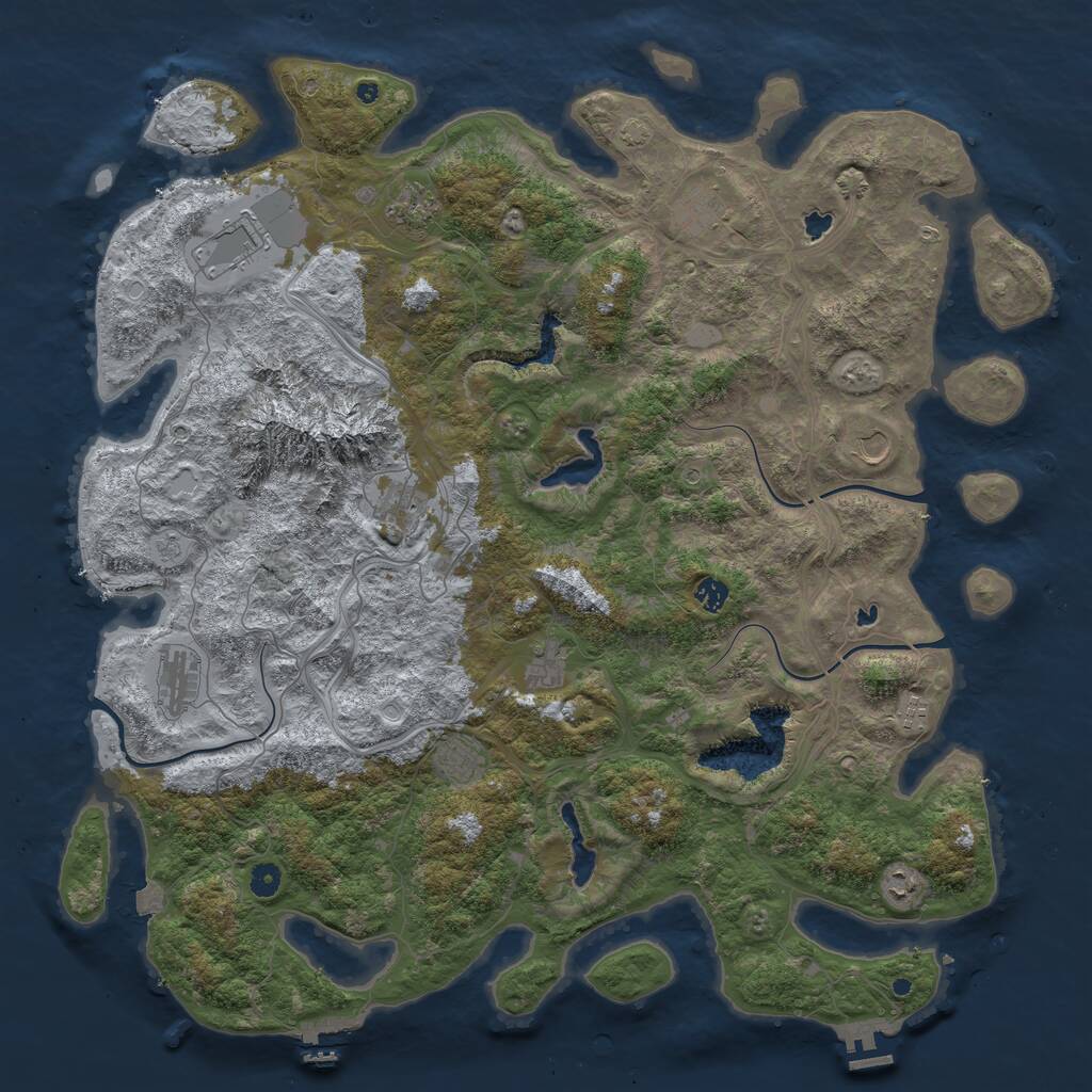 Rust Map: Procedural Map, Size: 5000, Seed: 340436869, 17 Monuments