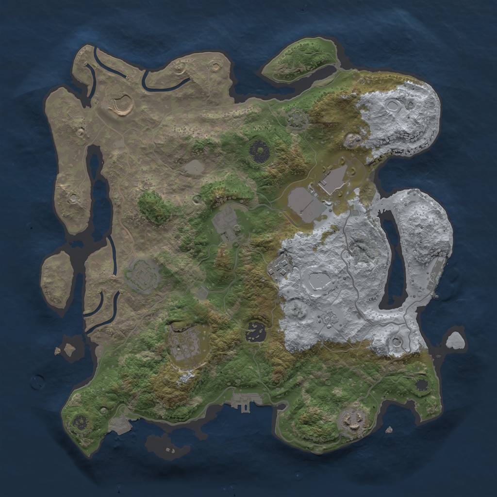 Rust Map: Procedural Map, Size: 3500, Seed: 28006, 16 Monuments