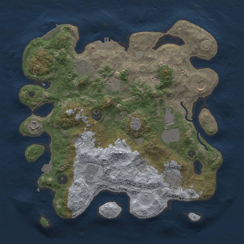 Rust Map: Procedural Map, Size: 3500, Seed: 1507015082, 17 Monuments