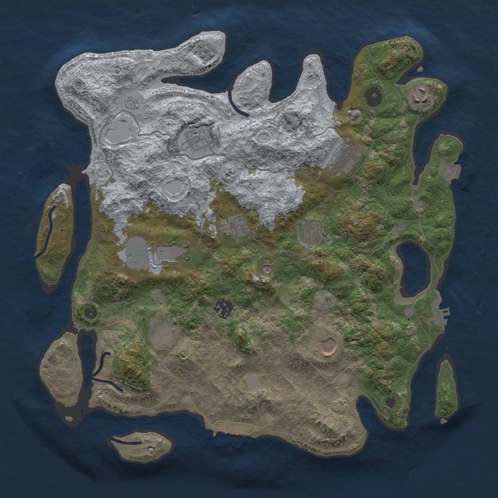 Rust Map: Procedural Map, Size: 4000, Seed: 1530440621, 18 Monuments