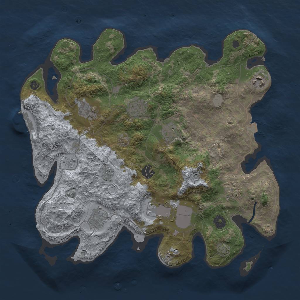 Rust Map: Procedural Map, Size: 3500, Seed: 927812070, 16 Monuments