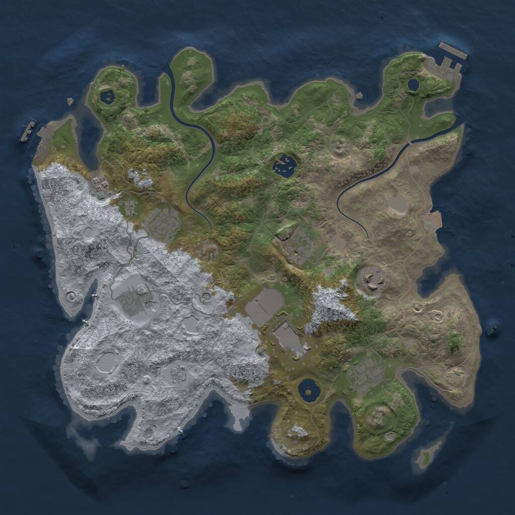 Rust Map: Procedural Map, Size: 3500, Seed: 927812070, 14 Monuments