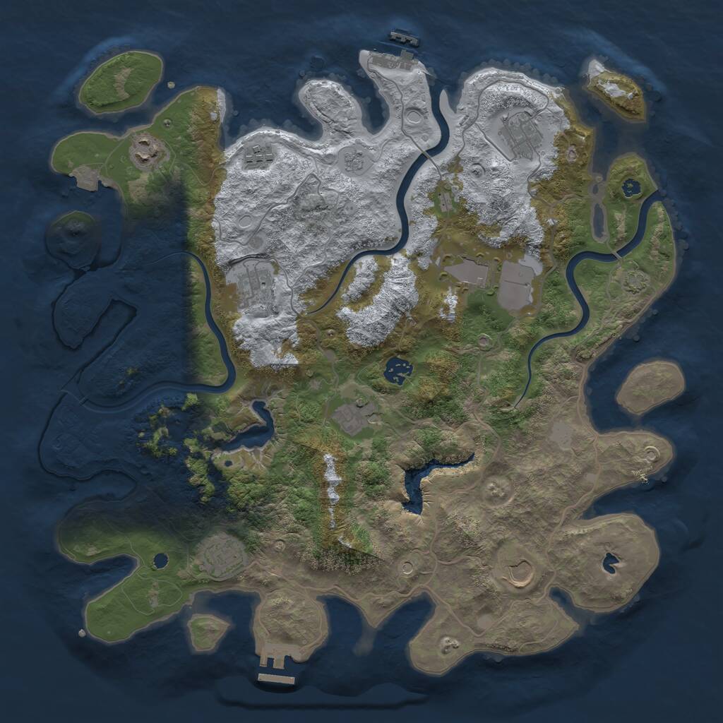 Rust Map: Procedural Map, Size: 4000, Seed: 1187747310, 15 Monuments