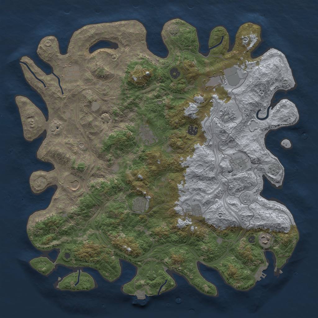 Rust Map: Procedural Map, Size: 4500, Seed: 1308497701, 18 Monuments