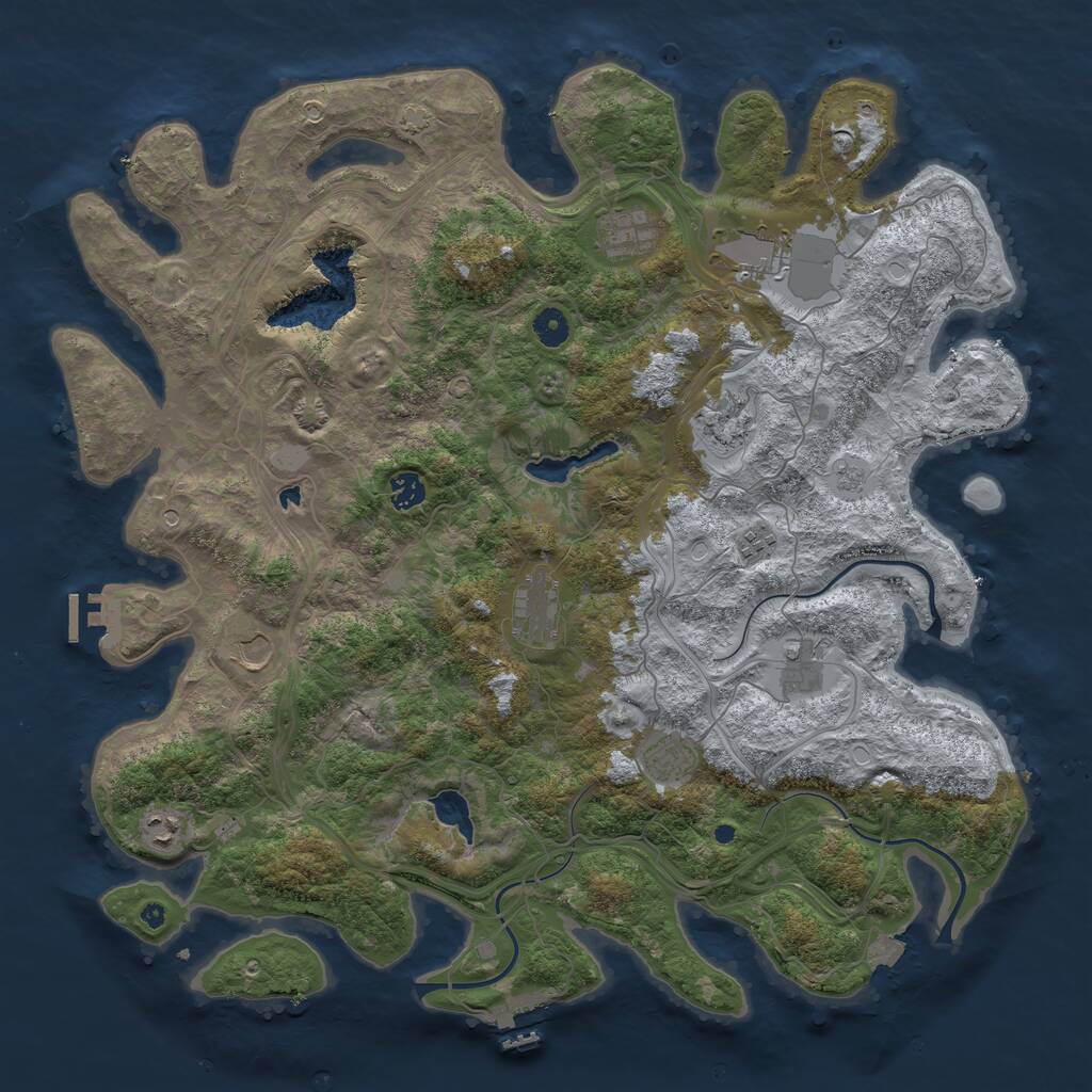 Rust Map: Procedural Map, Size: 4500, Seed: 1308497701, 16 Monuments