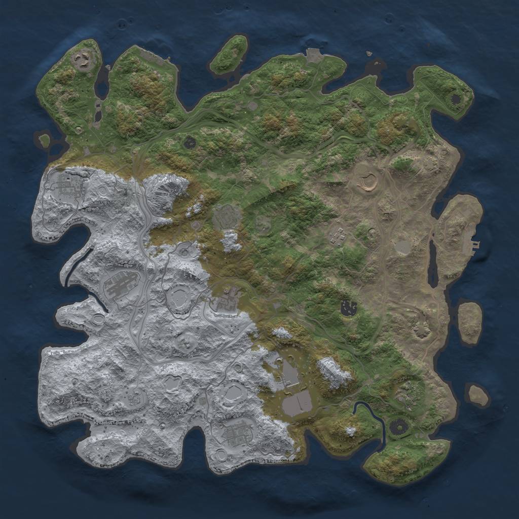 Rust Map: Procedural Map, Size: 4500, Seed: 2076472755, 19 Monuments