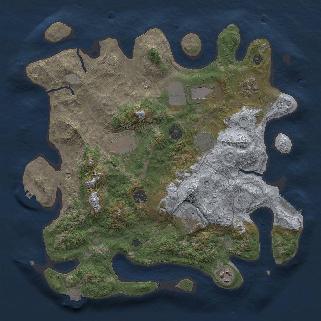 Rust Map: Procedural Map, Size: 3500, Seed: 2129996, 15 Monuments