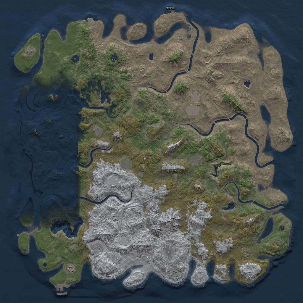 Rust Map: Procedural Map, Size: 6000, Seed: 111099795, 17 Monuments
