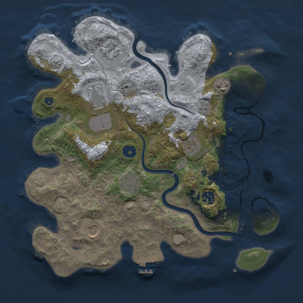 Rust Map: Procedural Map, Size: 3500, Seed: 370082892, 13 Monuments