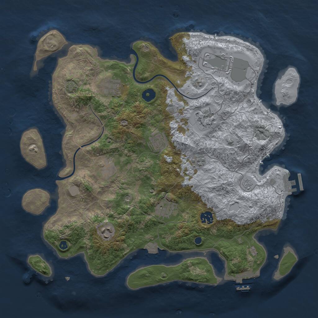 Rust Map: Procedural Map, Size: 3700, Seed: 59232805, 15 Monuments