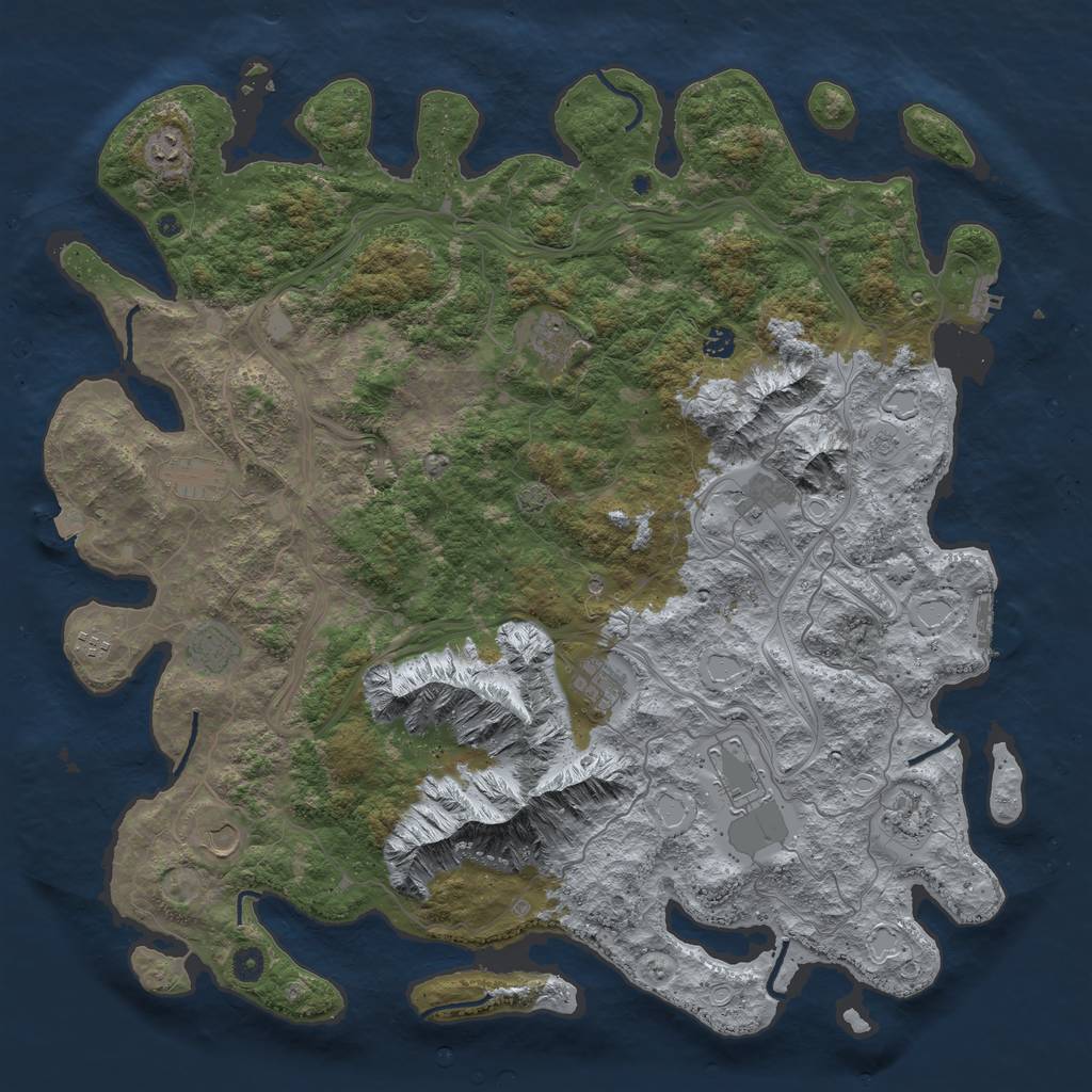 Rust Map: Procedural Map, Size: 5000, Seed: 158056602, 19 Monuments