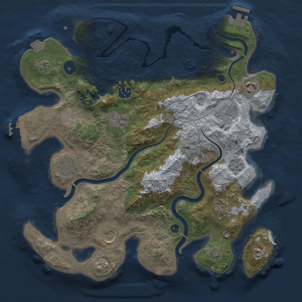 Rust Map: Procedural Map, Size: 3500, Seed: 584548, 13 Monuments