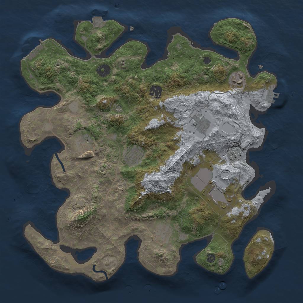 Rust Map: Procedural Map, Size: 3500, Seed: 584548, 15 Monuments