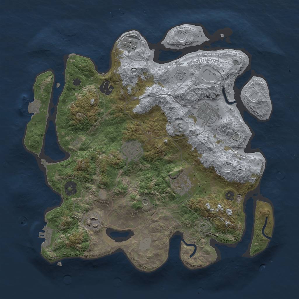 Rust Map: Procedural Map, Size: 3250, Seed: 333, 13 Monuments