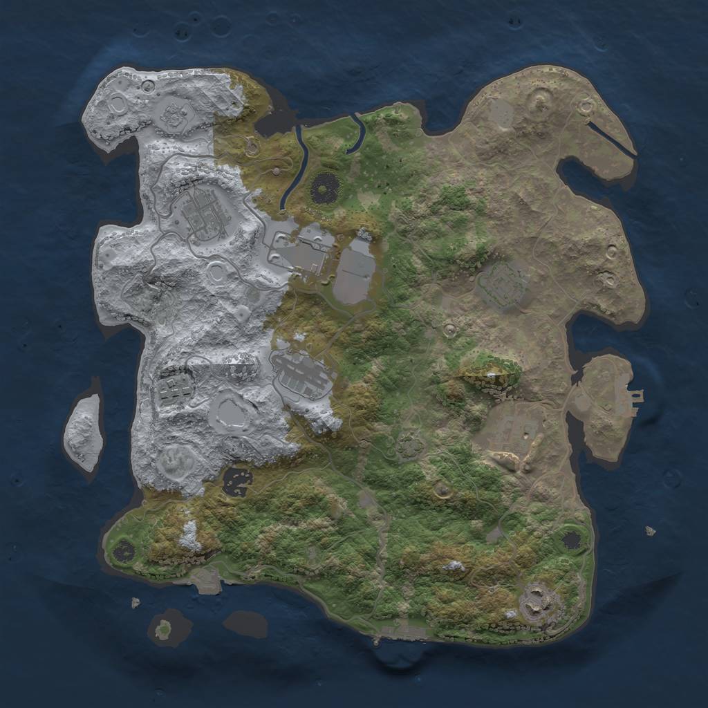 Rust Map: Procedural Map, Size: 3500, Seed: 1864334072, 15 Monuments