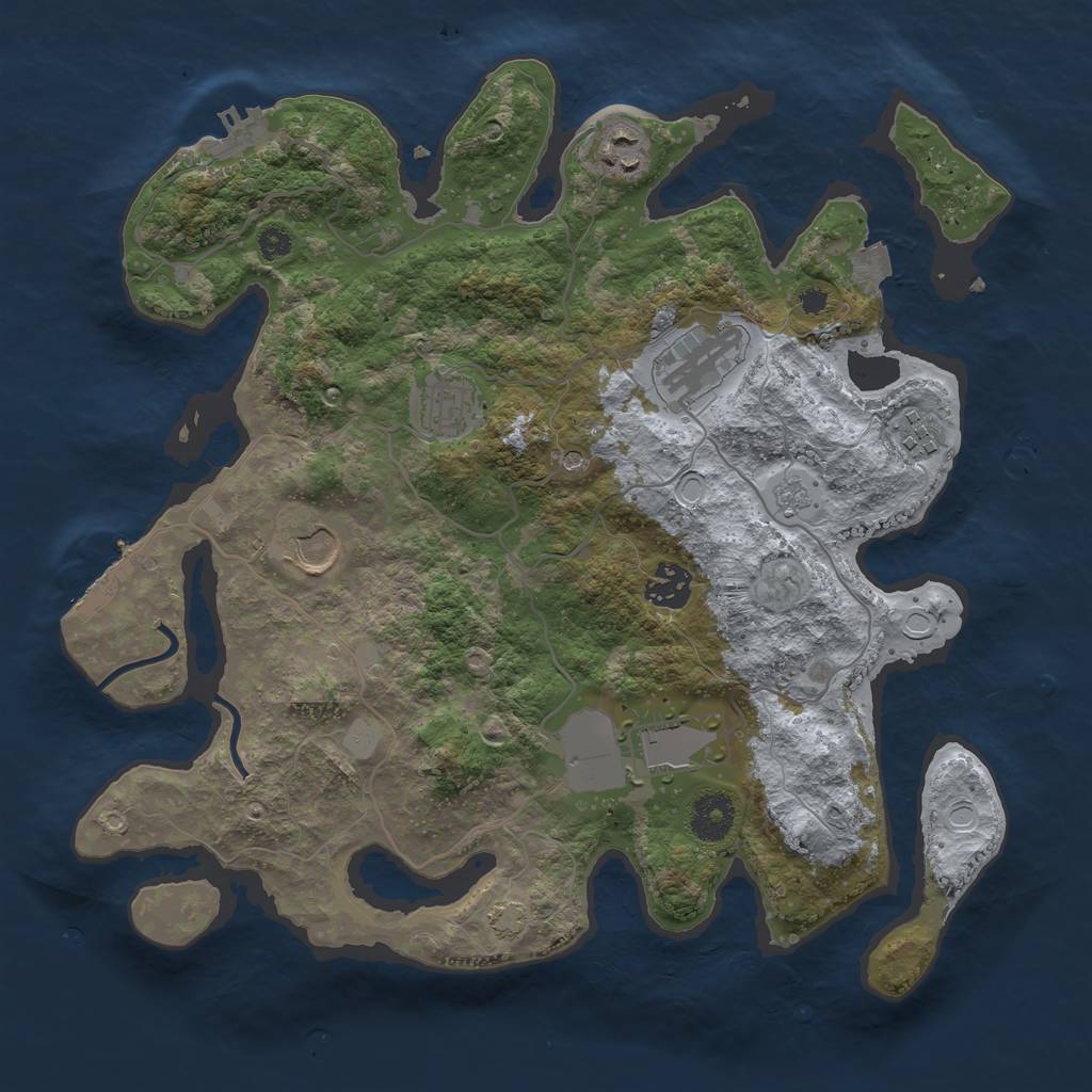 Rust Map: Procedural Map, Size: 3500, Seed: 123482248, 15 Monuments