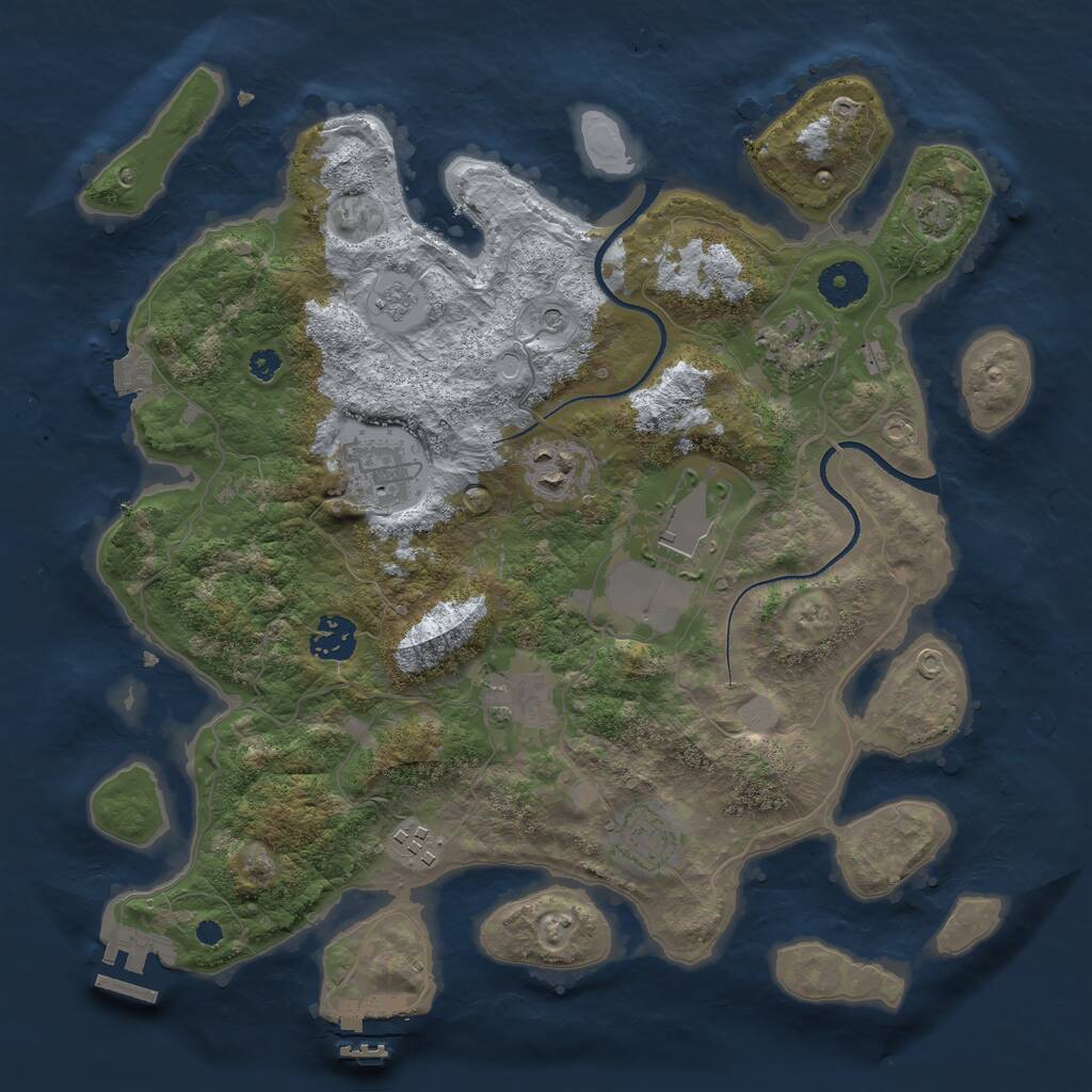 Rust Map: Procedural Map, Size: 3500, Seed: 953559080, 14 Monuments