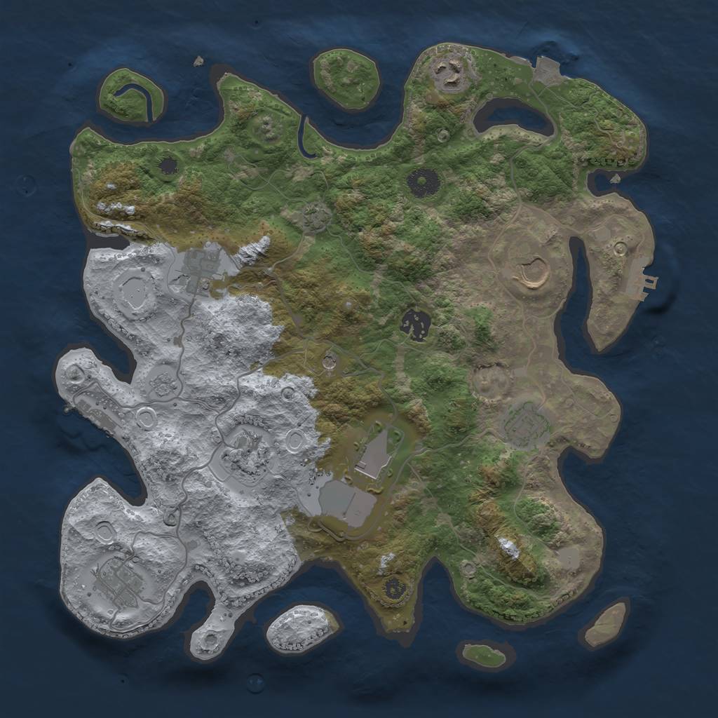 Rust Map: Procedural Map, Size: 3500, Seed: 17563, 16 Monuments